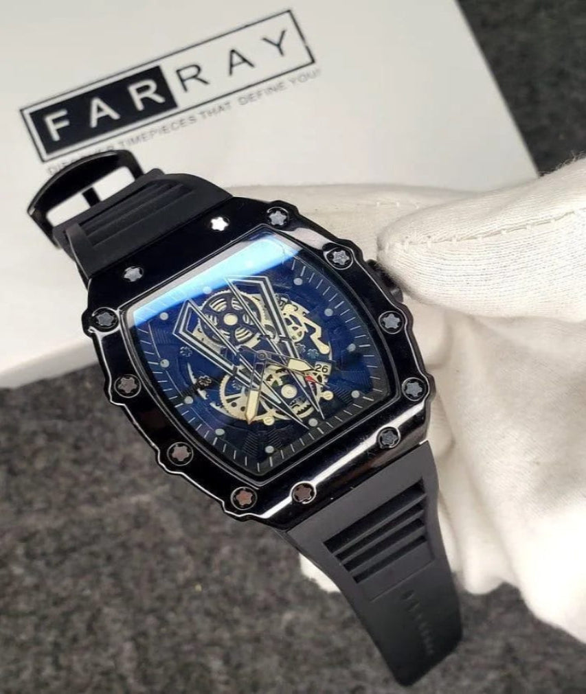 FARRAY Black Skeleton Automatic Watch