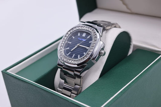 Kien Silver Luxury Watch with Blue Dial